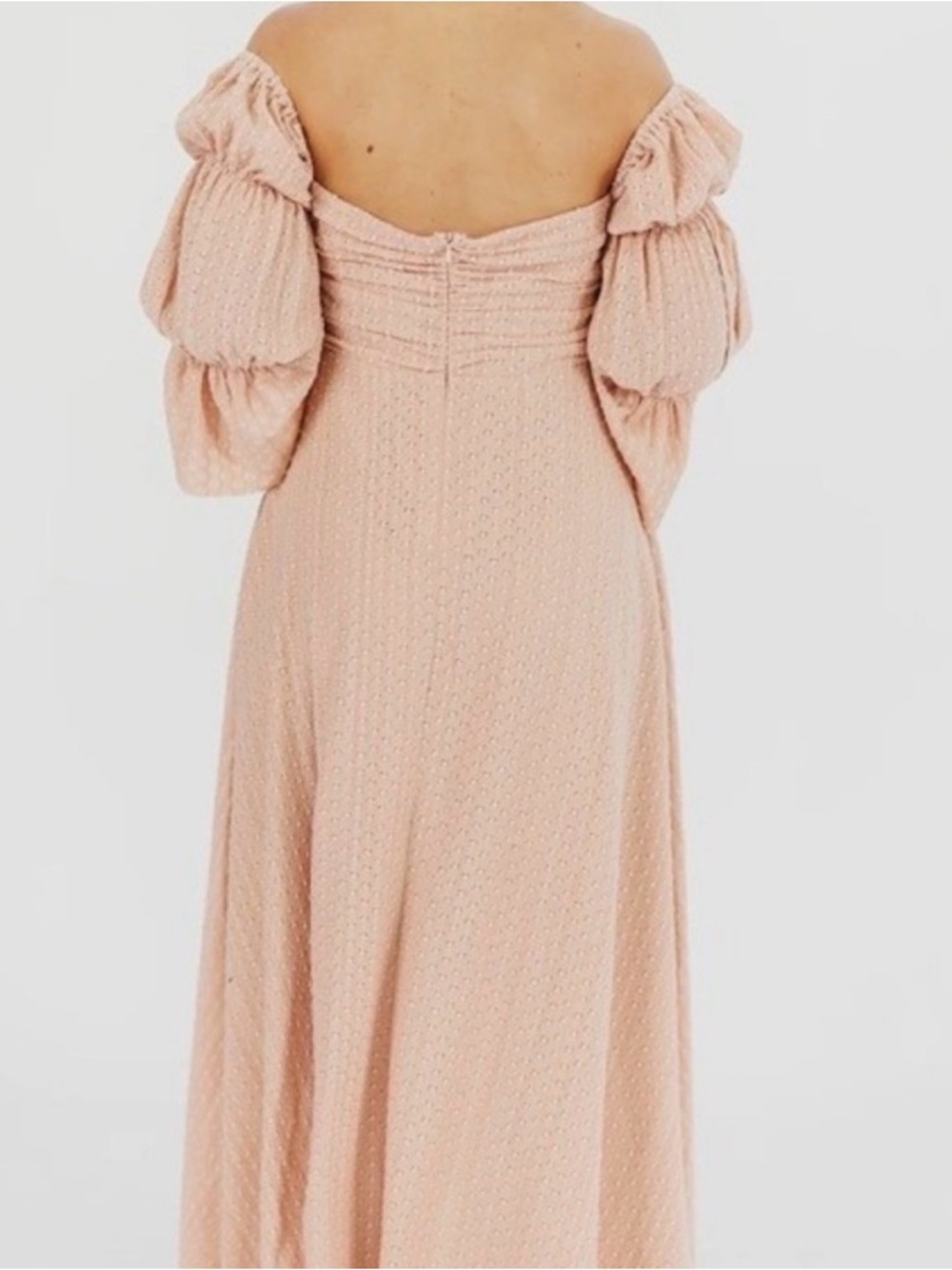 Worth collective Women’s Blush Pink Smocked Maxi Dress with Puff Sleeves - Picture 2 of 3